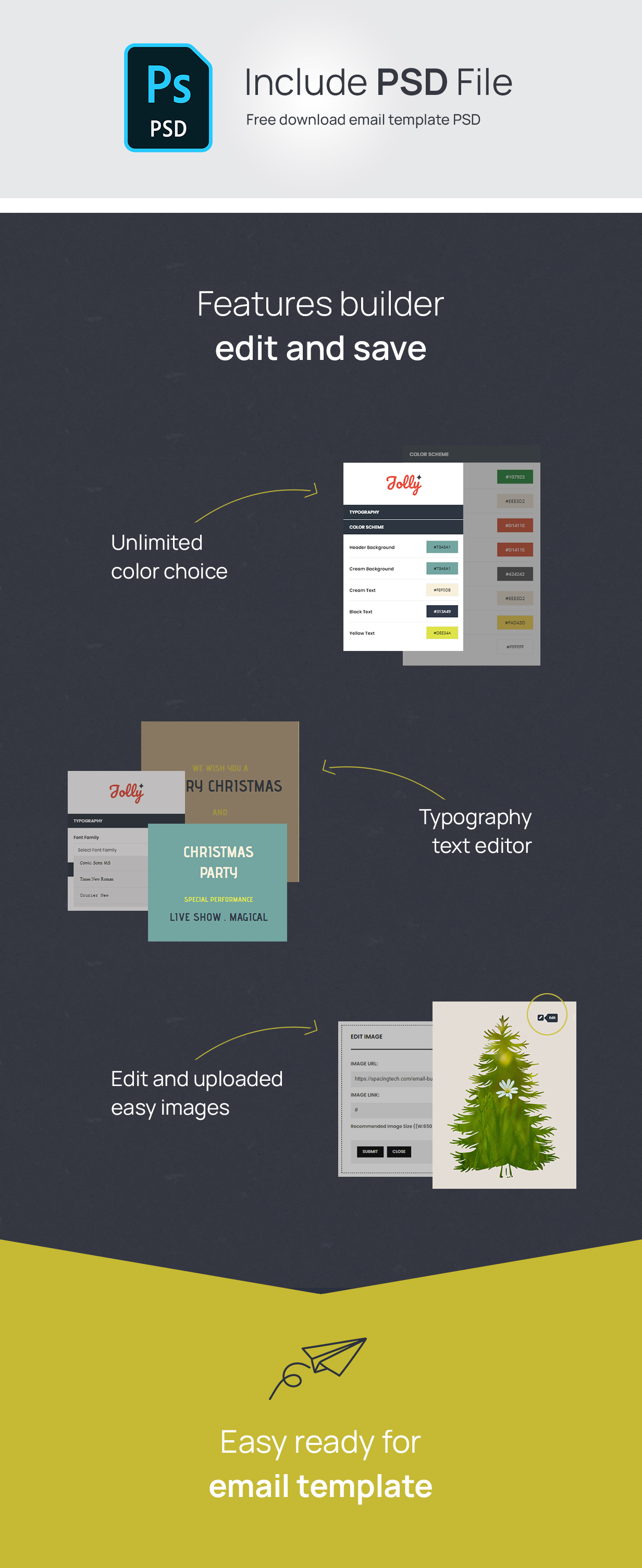 Jolly - The Christmas & New year responsive email template + Online Builder - 5