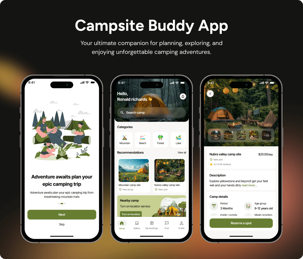 Campsite App UI Template | Camping Location Tracking App in Flutter | CampTrack App Template - 2