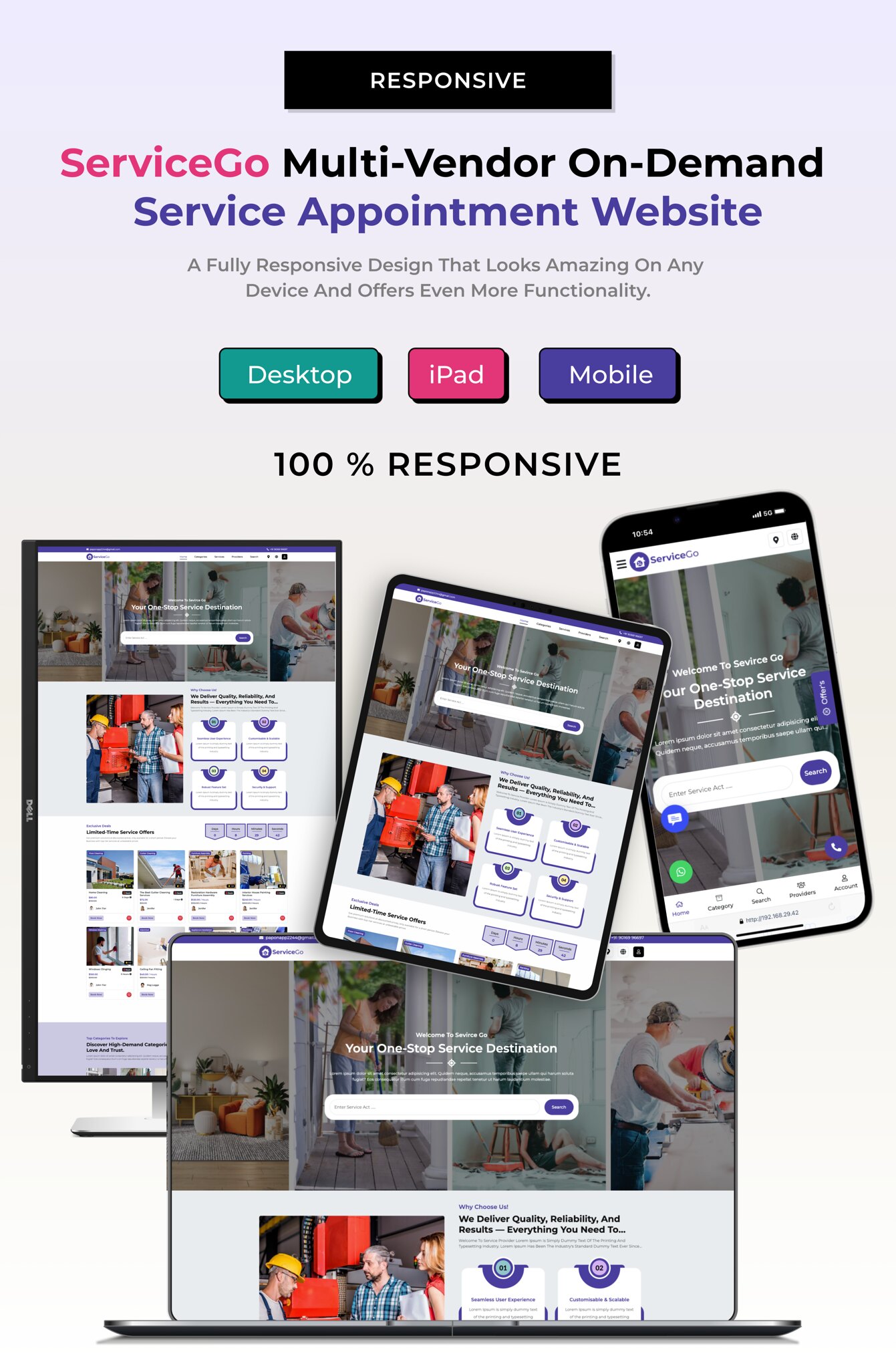 ServiceGo - Multi Vendor On-Demand Service & Handyman Booking Marketplace