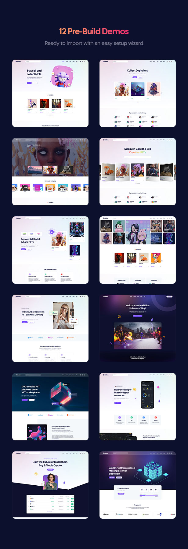 Xhibite | NFT Marketplace AI Crypto WordPress Theme