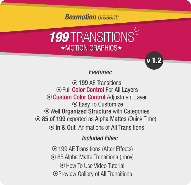 Videohive 199 Transitions Pack v1.2 8934642 - Free After Effects Project Files