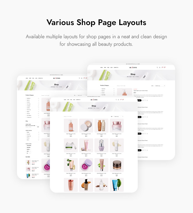 Beautifo Beauty WooCommerce WordPress Theme - Multiple Beauty Cosmetics Shop Page Layouts