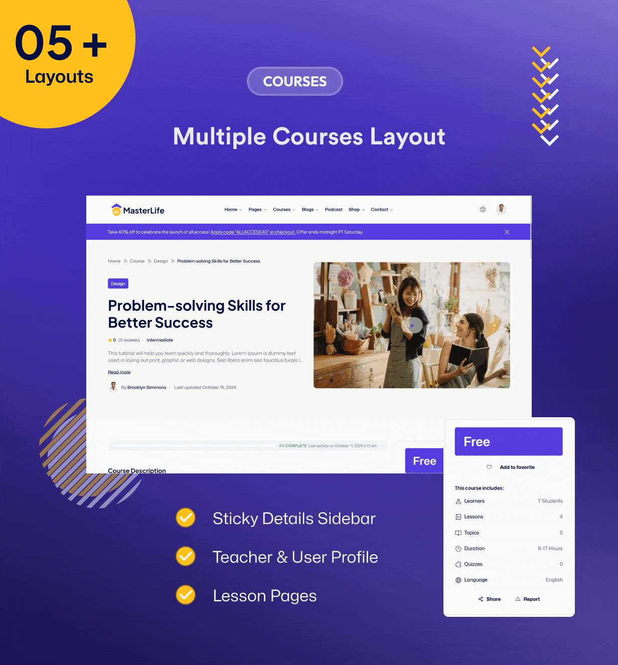MasterLife - Education LMS & Online Coaching Courses WordPress Theme