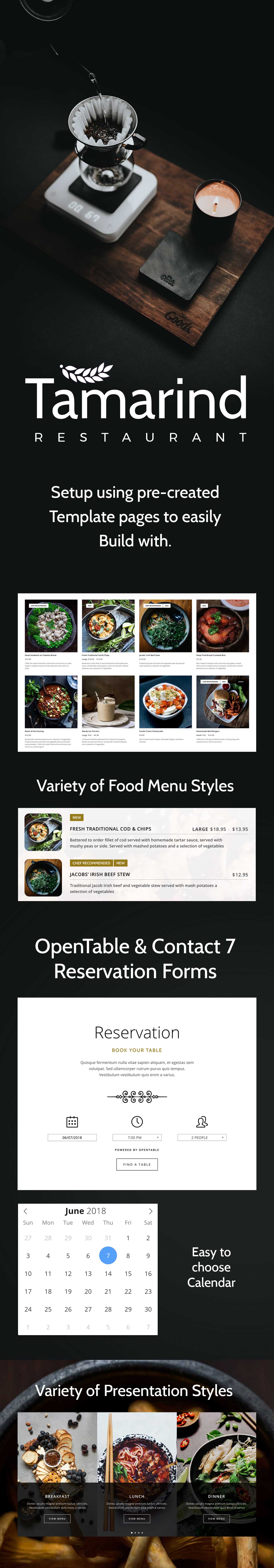 WordPress主题Tamarind汉化版 3.1 豪华餐厅烧烤店快餐店网站模板