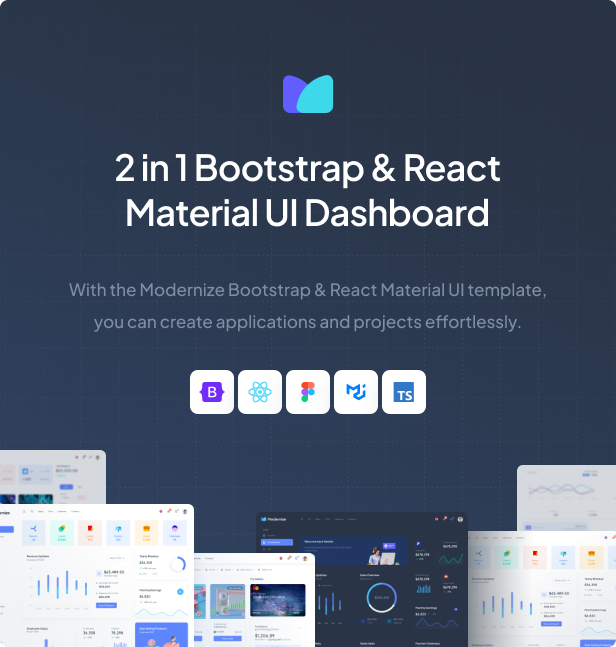 Modernize o Bootstrap 5 e o React MUI Admin Dashboard - 1