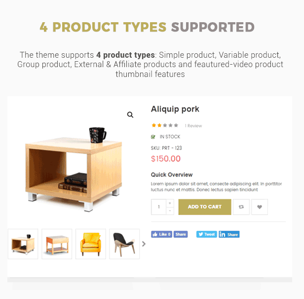 Responsive Furniture WooCommerce WordPress Theme - 4 PRODUCT TYPES SUPPORTED