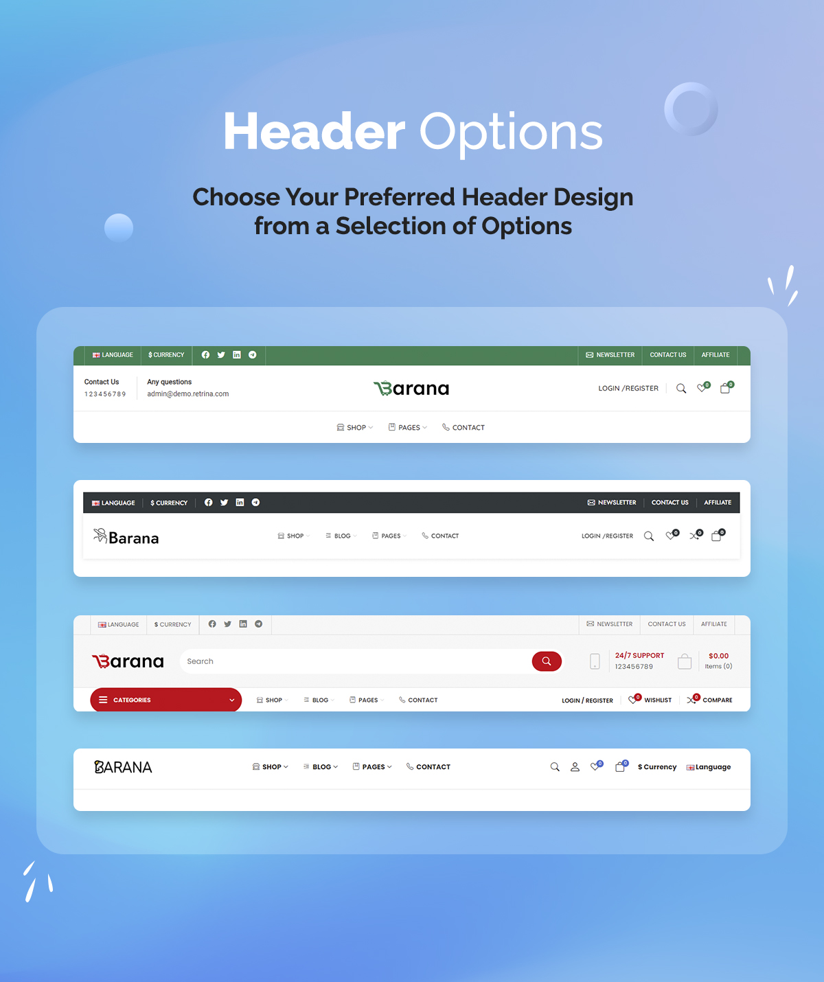 Barana Theme - OpenCart Live Drag and Drop Page Builder