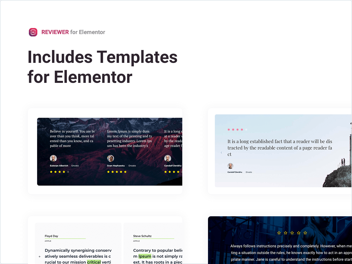 Includes Templates for Elementor