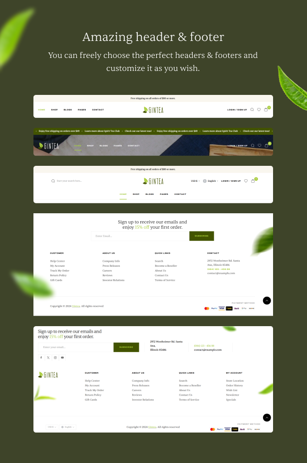 Amazing header & footer