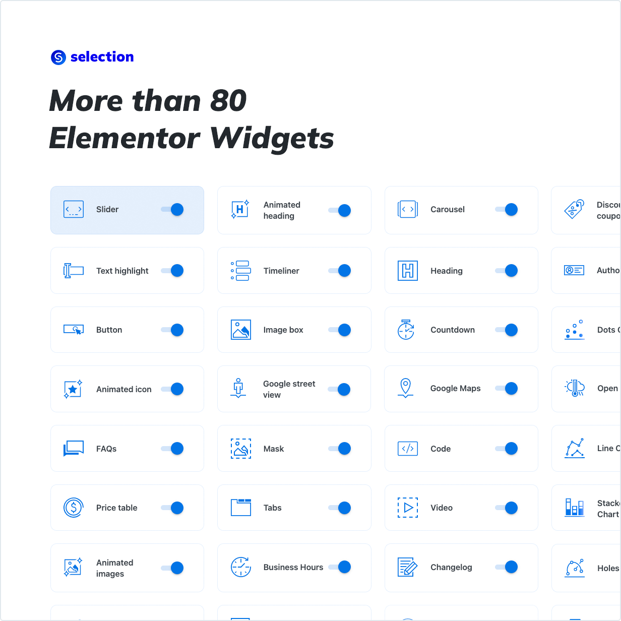 More than 85 Elementor Widgets