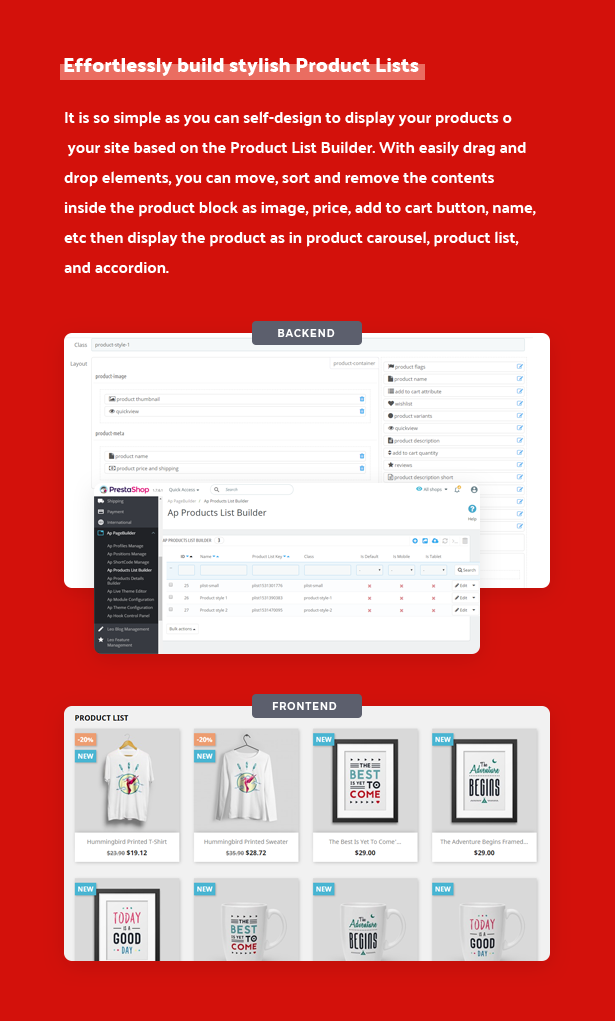 effortlessly build stylish product lists