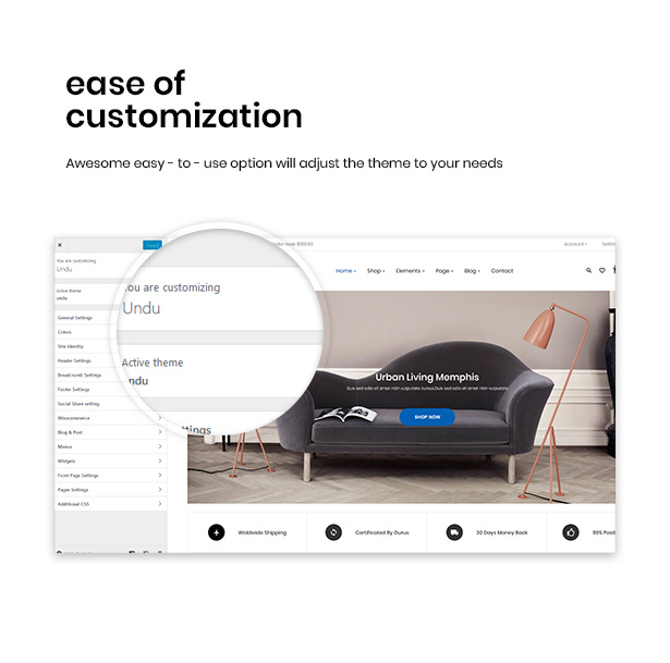 Ease Of Customization Undu - Furniture & Fashion WooCommerce WordPress Theme
