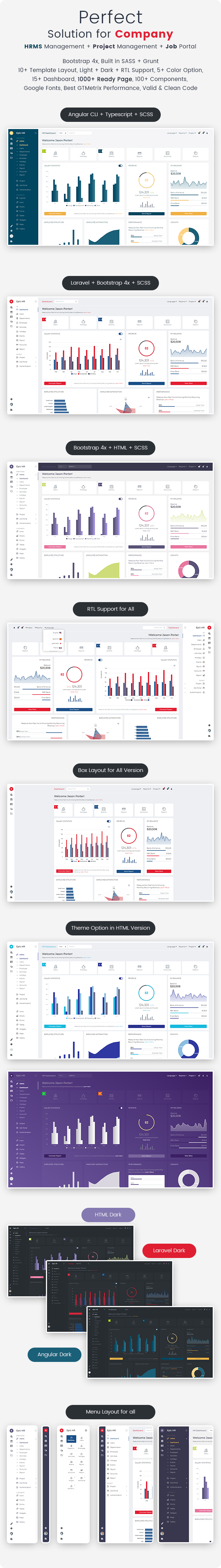 Epic Pro - React + Angular + Laravel + Bootstrap HR Management Admin Template & UI Kit - 11