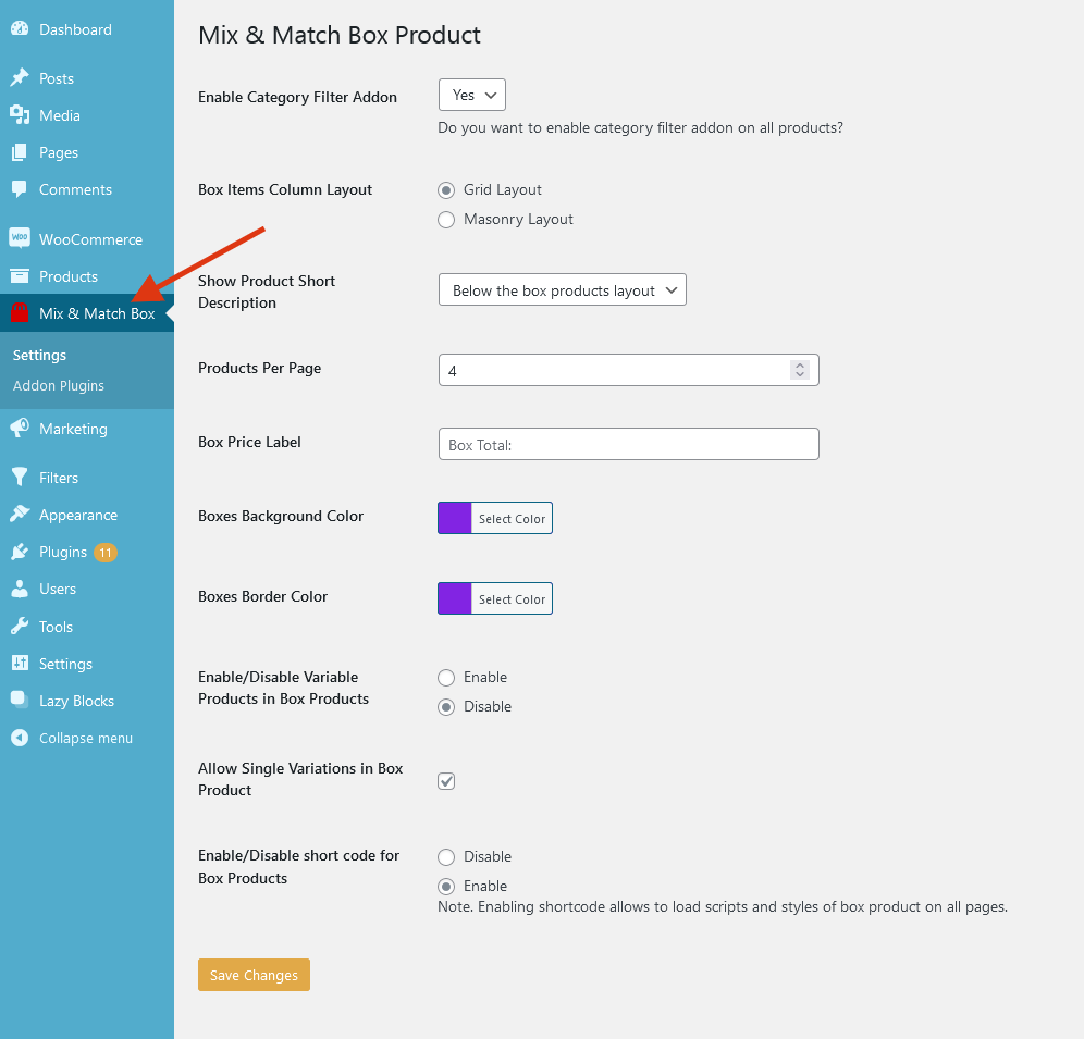  WooCommerce Mix & Match - Custom Product Boxes Bundles Admin Settings