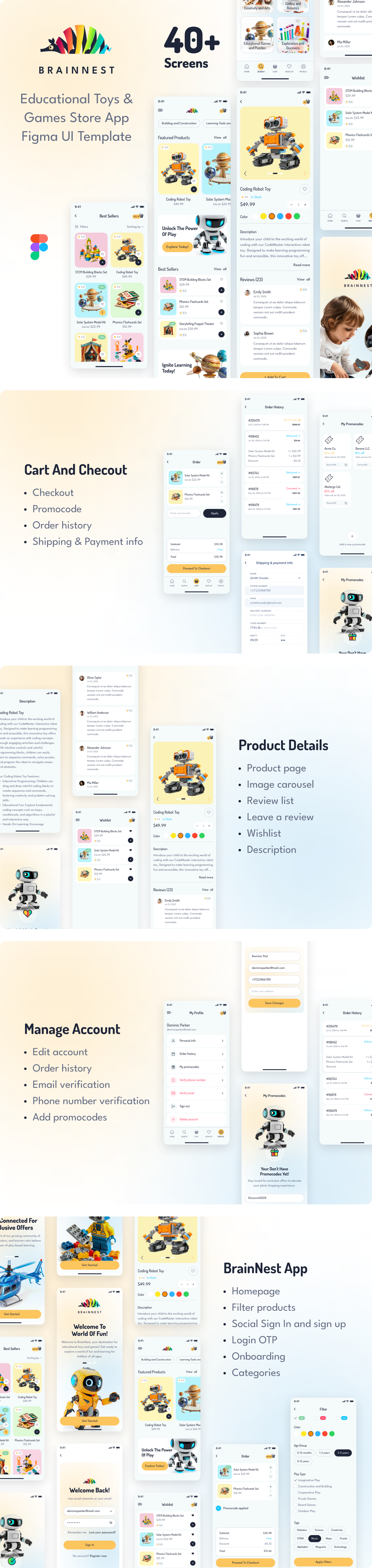 BrainNest - Educational Toys & Games Store App Figma UI Template - 1