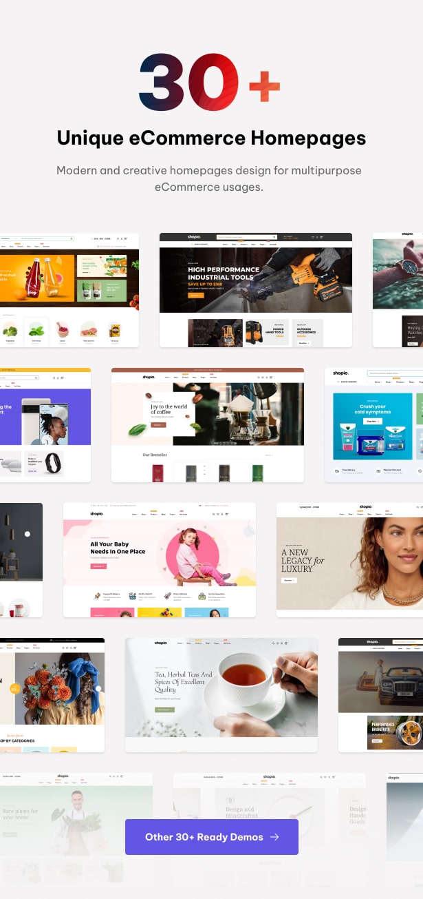 Shopio Multipurpose WordPress Theme Homepages