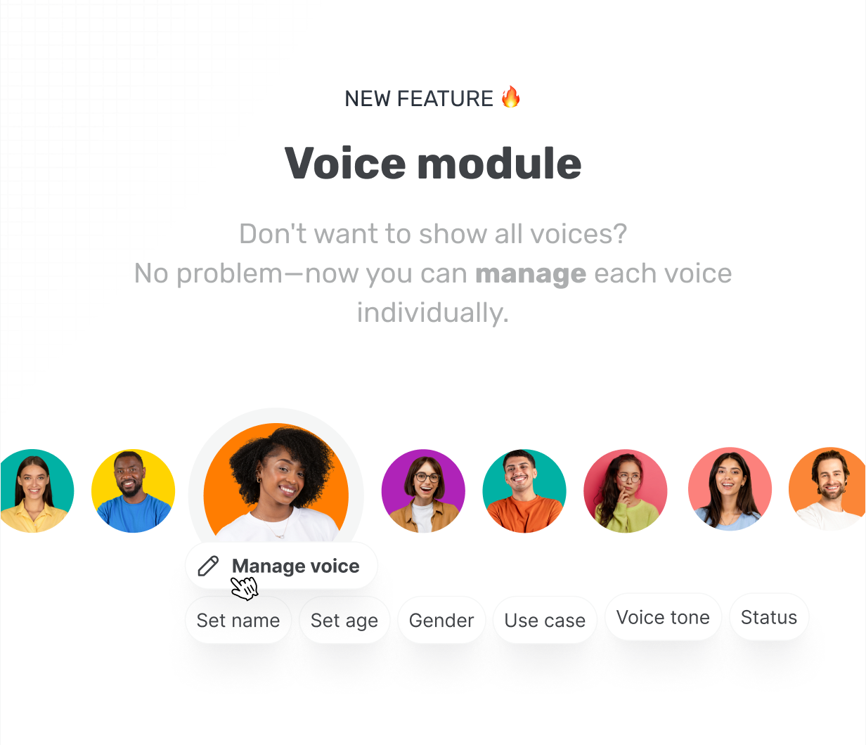 Don't want to show all voices? No problem, now you can manage each voice individually. @heyaikeedo [HASH=13823]#aikeedo[/HASH]