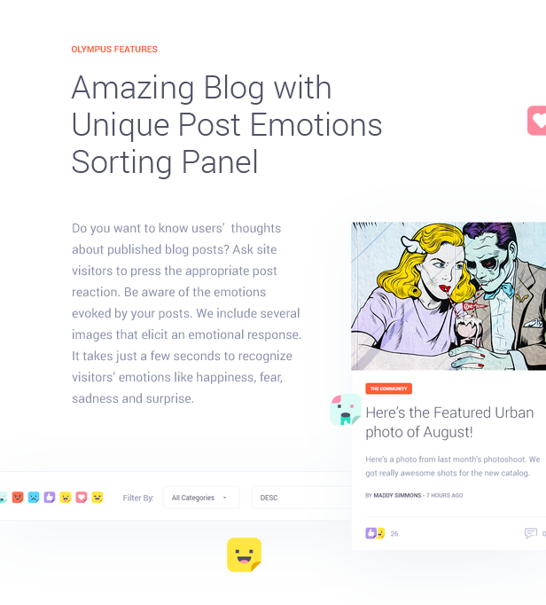 Amazing Blog with Unique Post Emotions Sorting Panel