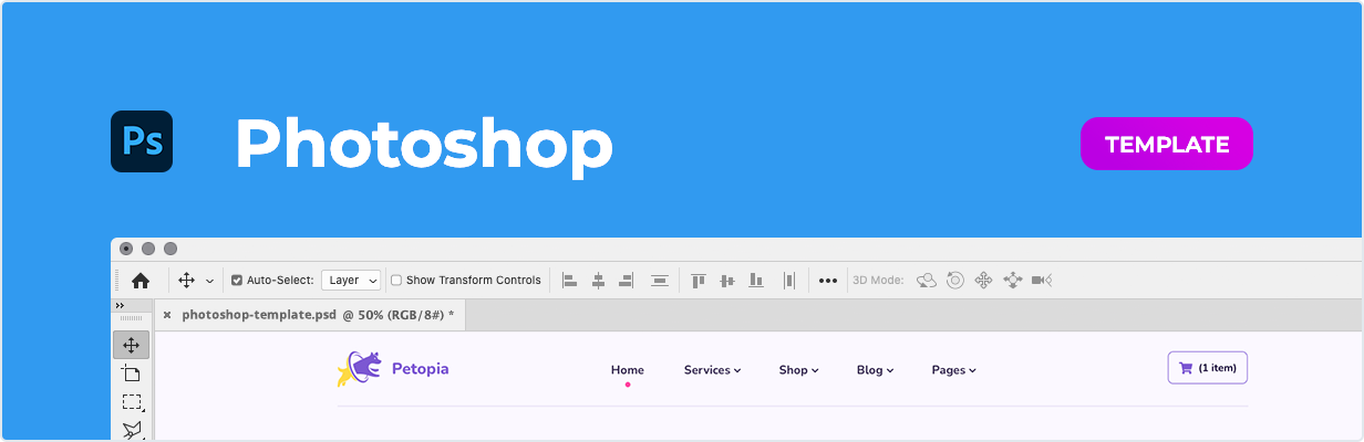 Petopia – Pet Care Service Template for Photoshop