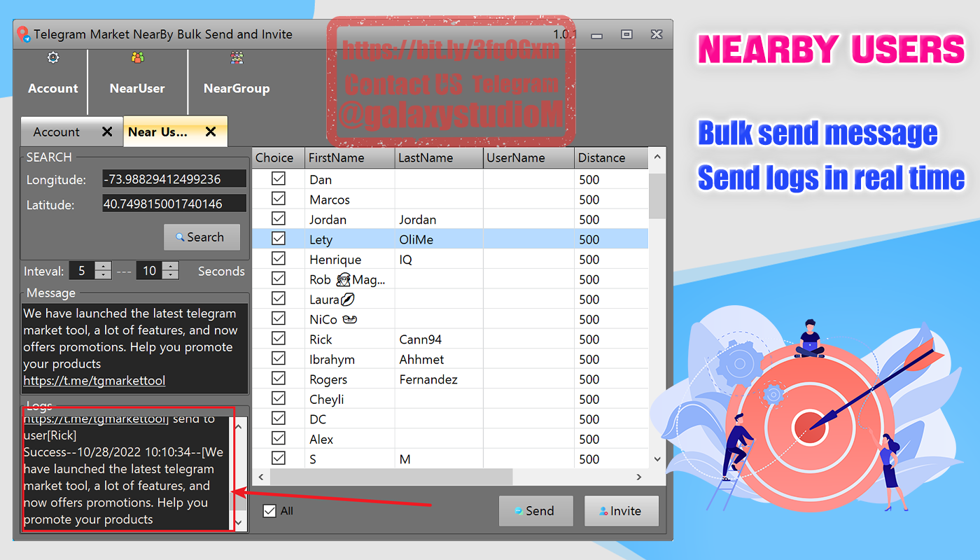 Telegram Nearby Users|Group|Channel Bulk Send | Extract |Invite
