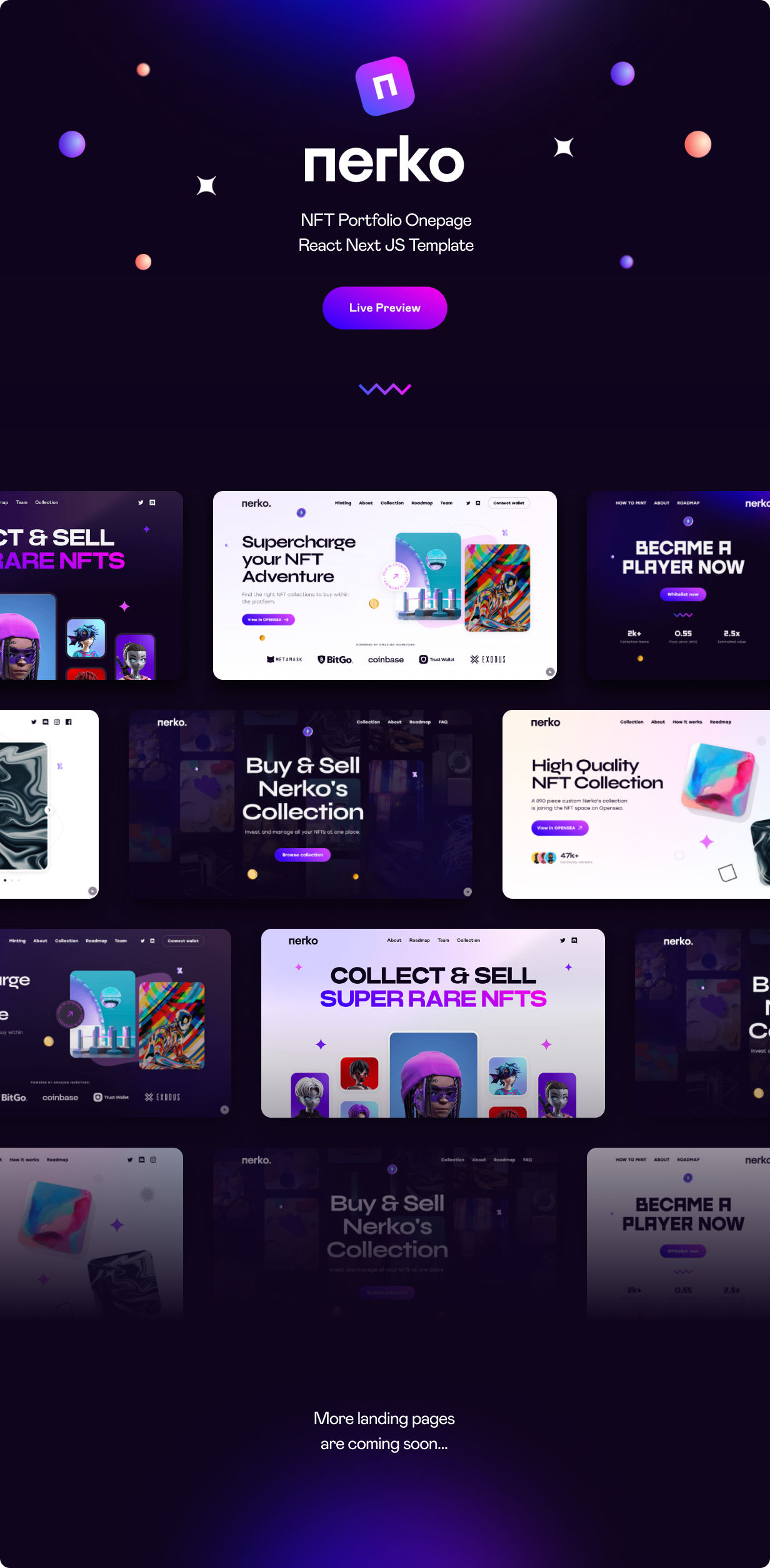 Nerko - NFT Portfolio React NextJS Template by reacthemes | ThemeForest