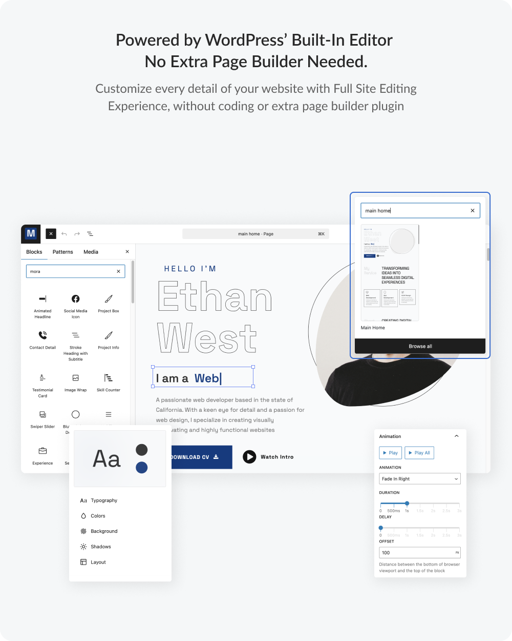 mora wordpress theme with full site editing