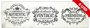 six vintage labels