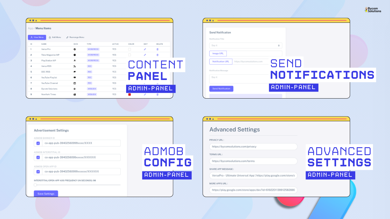 VersaPro - Android Multipurpose App | Wordpress | WebView | RSS Feed | YouTube - BycomSolutions.com - 7