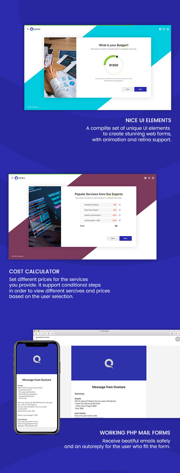Quotare - Multipurpose Quotation Request HTML Wizard Form
