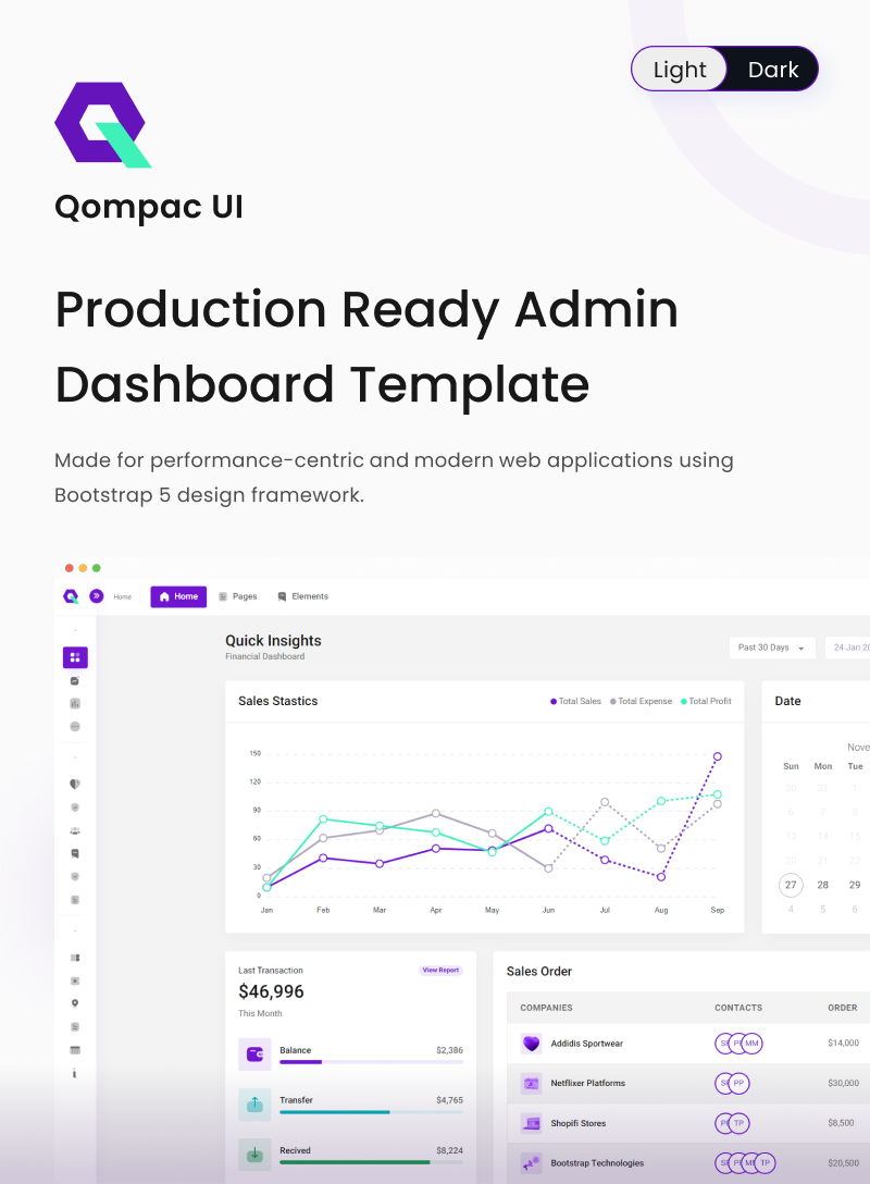 Qompac UI -  Admin Dashboard Template - 5