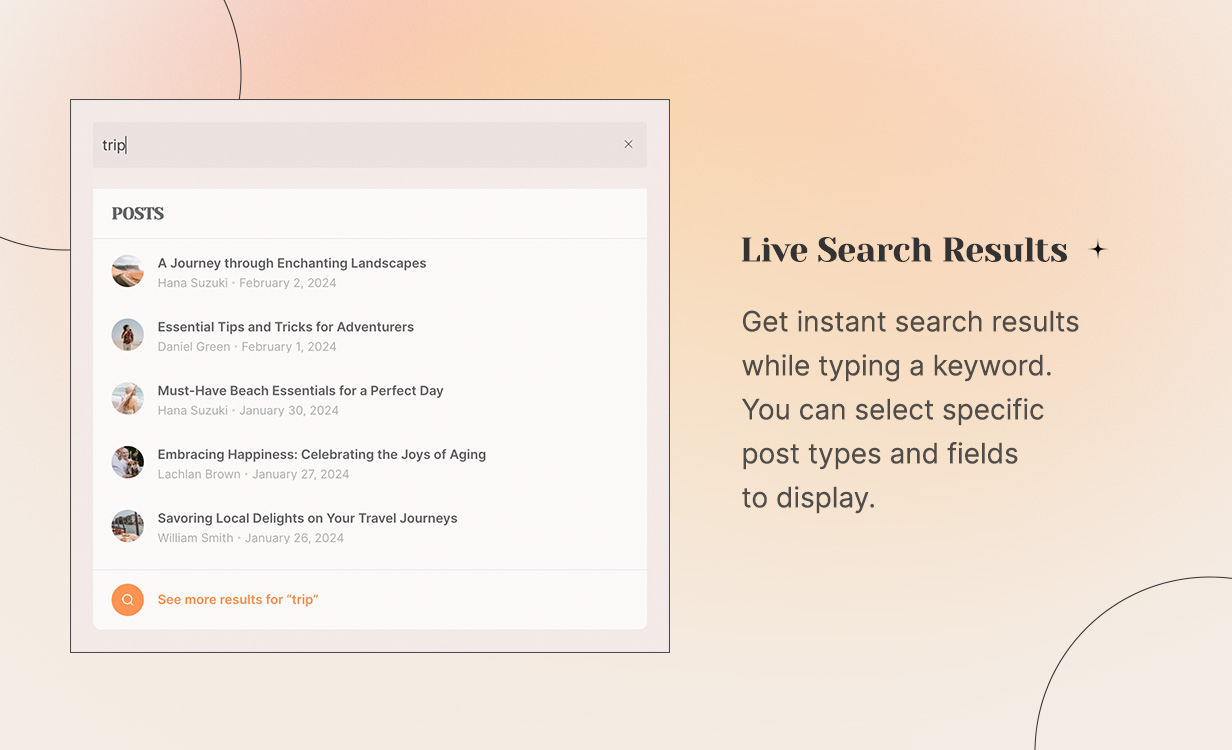 Momelo - Live Search Results