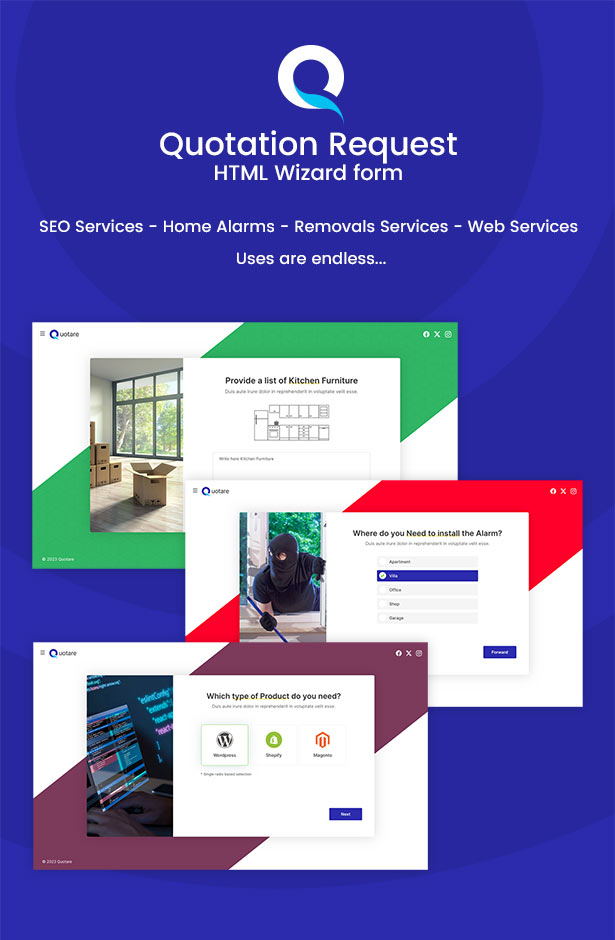 Quotare – Multipurpose HTML quote request wizard form