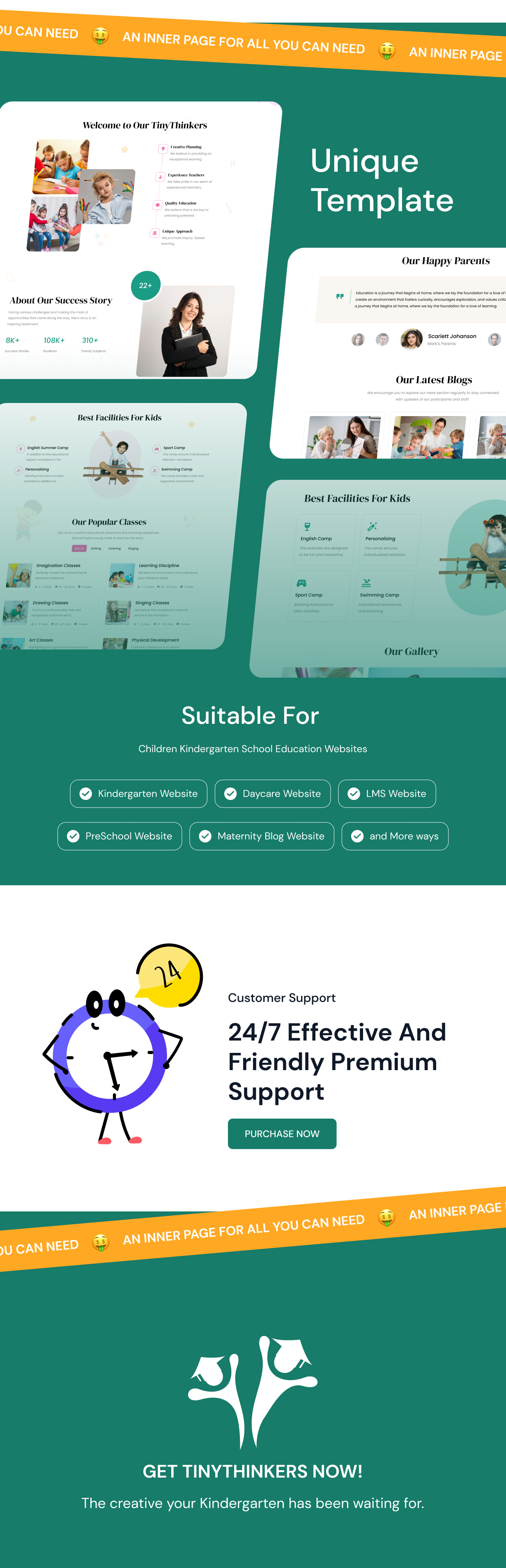 TinyThinkers - Children Kindergarten School Education Figma Design Template - 4