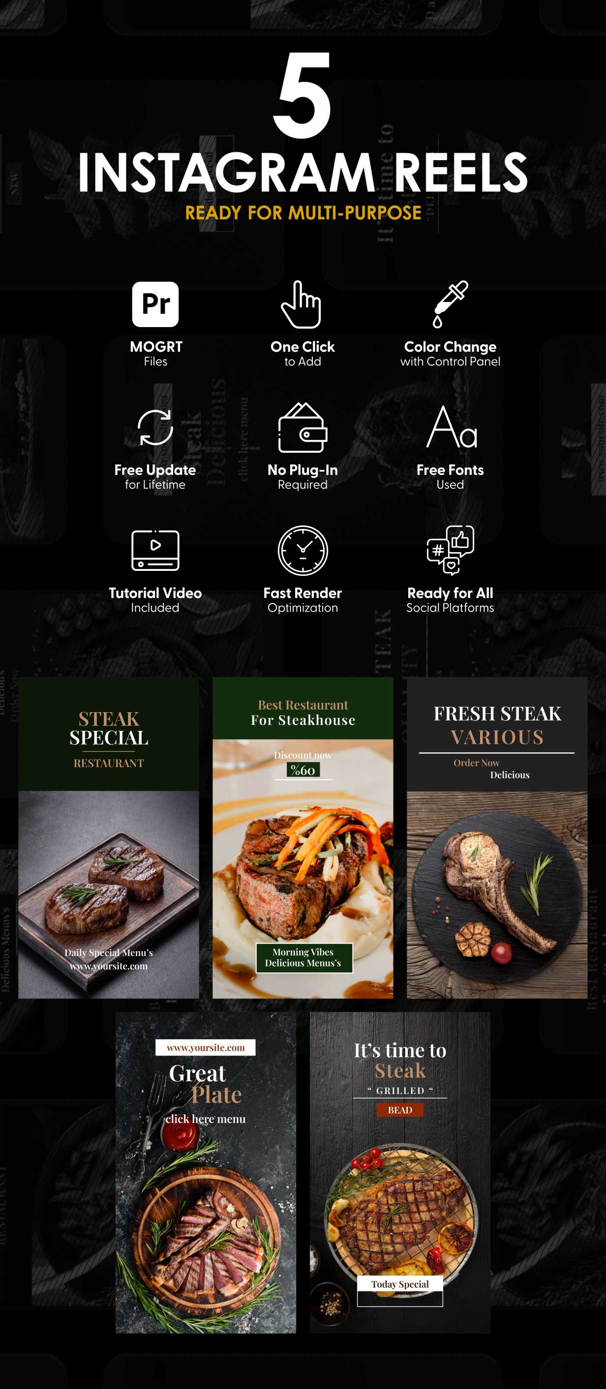 Food Instagram Reels, Premiere Pro Templates | VideoHive