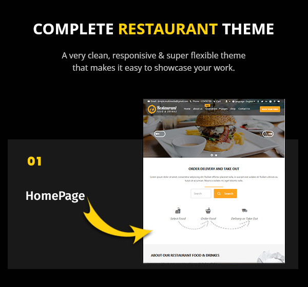 OpenCart Restaurant Theme homepage page