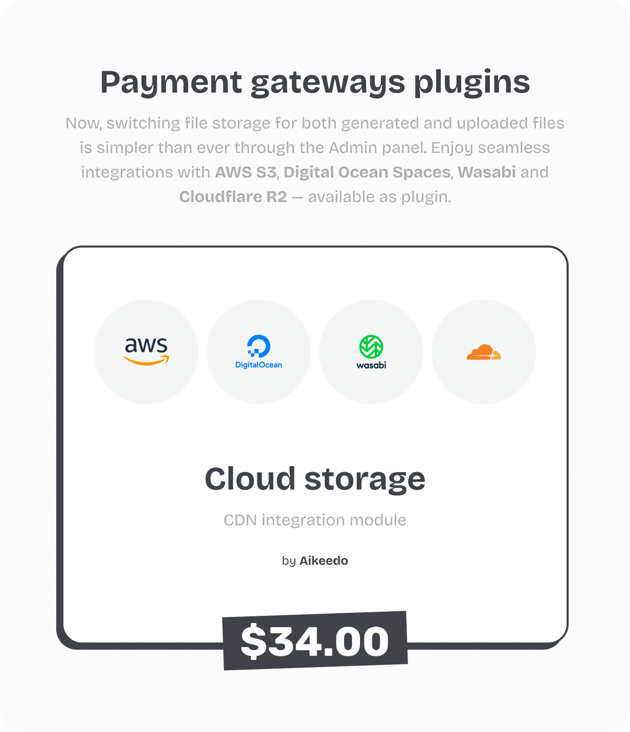 AWS S3, Digital Ocean Spaces, Wasabi and Cloudflare R2 file storage plugin @heyaikeedo #aikeedo