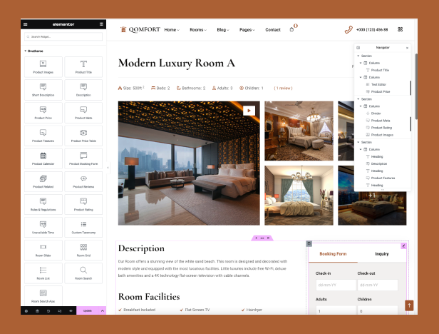 Qomfort Hotel Booking WordPress Theme