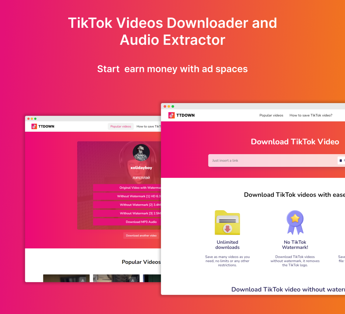 TikTok Video Downloader Without Watermark & Music Extractor - 3