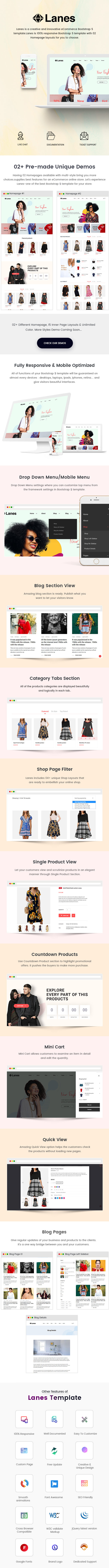 Lanes - Fashion Minimal Website Template Based on Bootstrap - 1