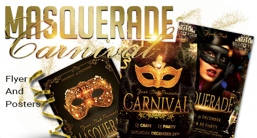 Masquerade, Mardi Gras, Carnival Flyer And Poster