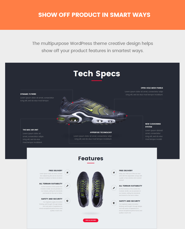 product showcase in Liftsupply single product WordPress theme