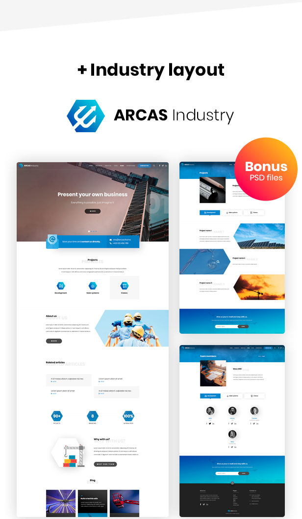 Arcas Industry - Flat design Photoshop Template