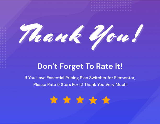 Thank You for Purchase - Essential Pricing Plan Switcher for Elementor