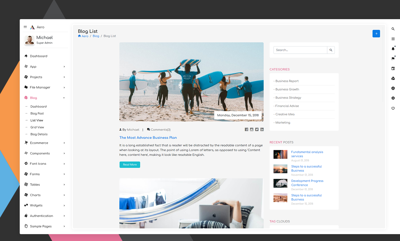 Aero Admin template