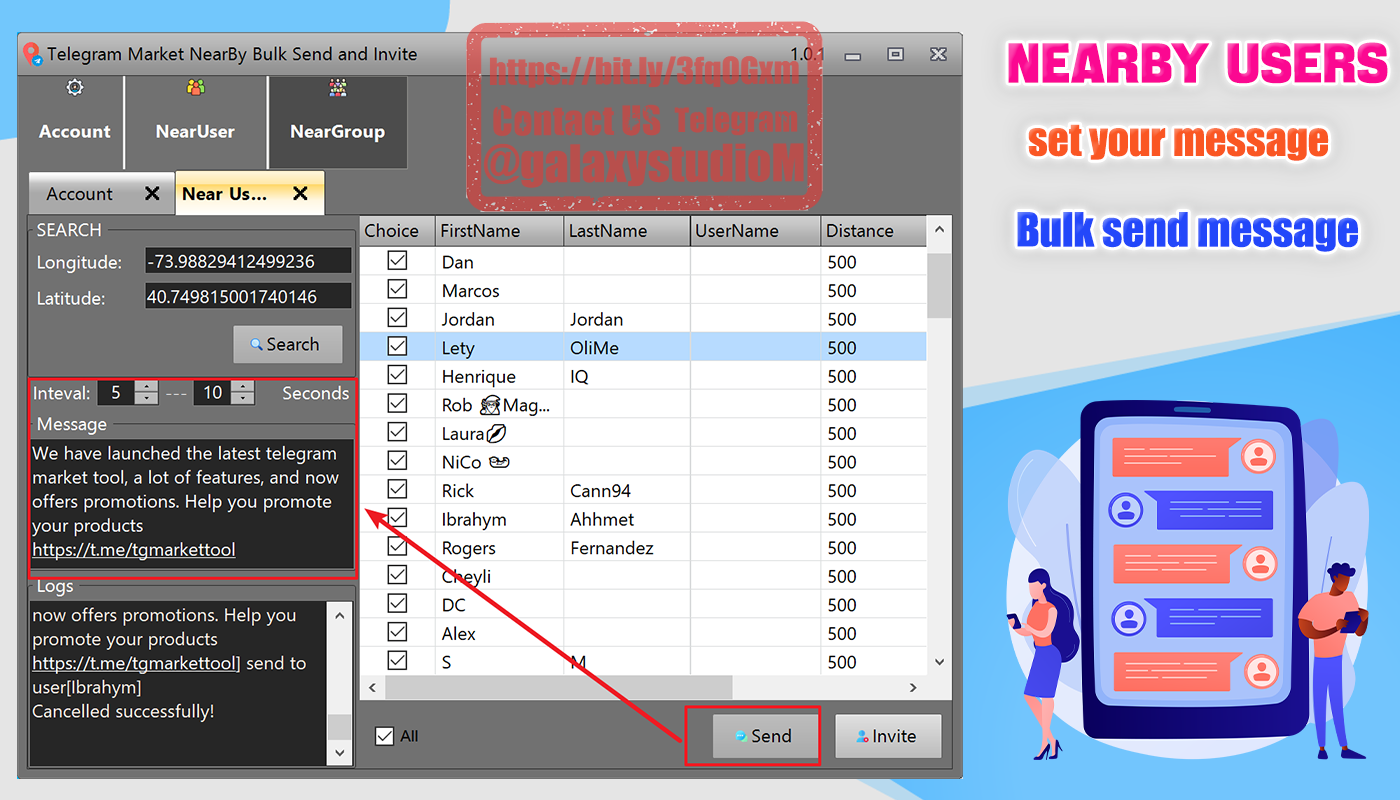 Telegram Nearby Users|Group|Channel Bulk Send | Extract |Invite