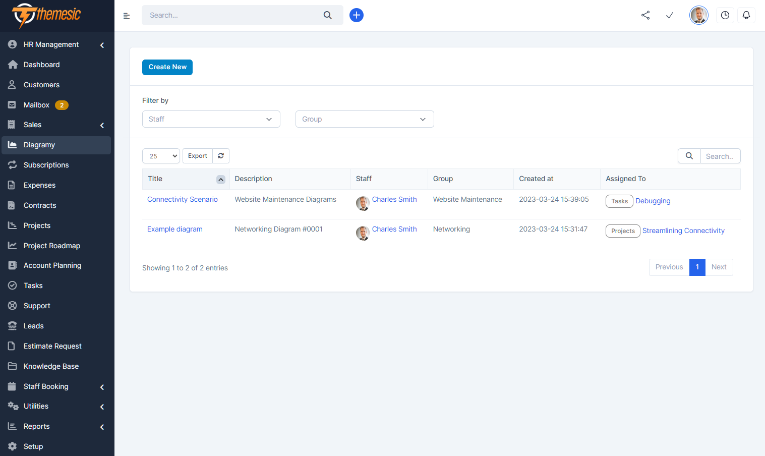 Diagramy - Diagrams and BPMN module for Perfex (Flowcharts, Process diagrams, Org Charts & more) - 4