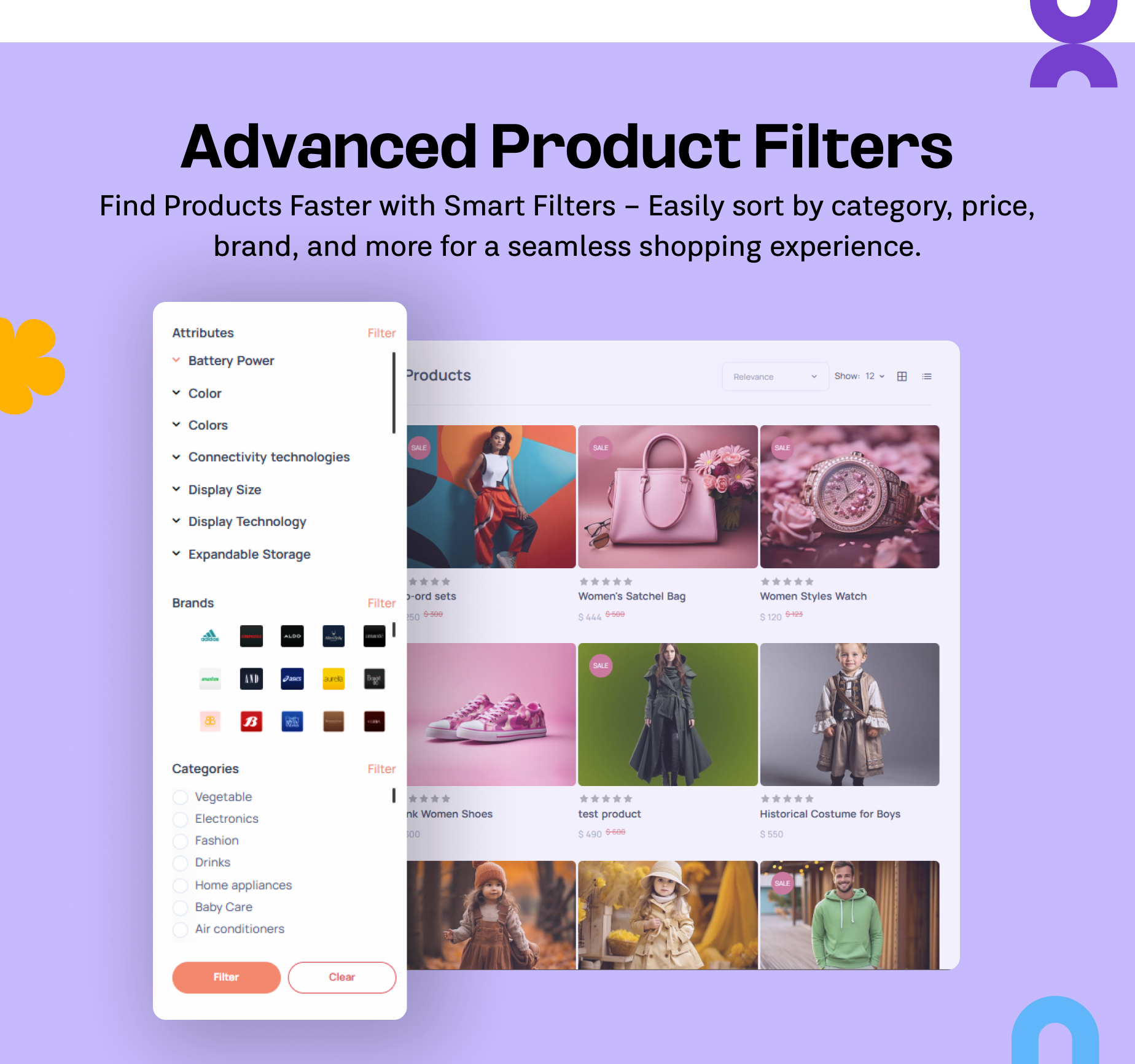 Advanced Product Filters, Grid & List View - eShop website for Multi vendor ecommerce marketplace / CMS