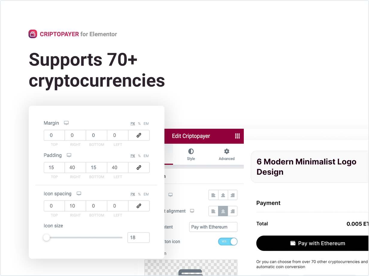 Support 70+ cryptocurrencies