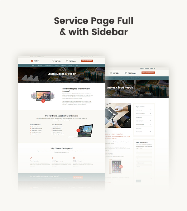 Phone, Computer Repair Shop Responsive WordPress theme - Fixit