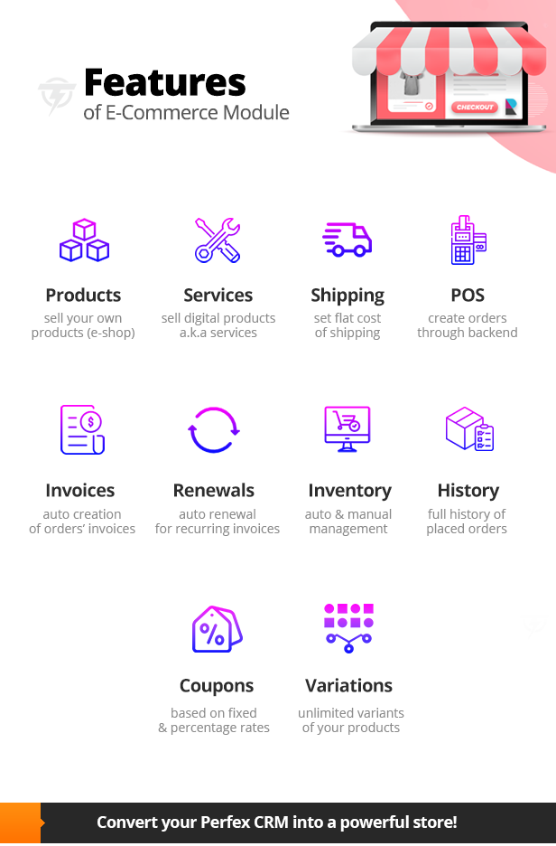 Perfex Shop - eCommerce module to sell Products & Services with POS support and Inventory Management - 1
